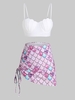 Scale Print Lace-up Mermaid Push Up Three Piece Swimsuit