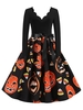 Scalloped Collar Pumpkin Long Sleeve Halloween Dress