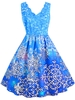 Scalloped Collar Snowflake Print Christmas Plus Size Dress