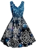 Scalloped Collar Snowflake Print Christmas Plus Size Dress