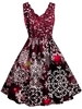 Scalloped Collar Snowflake Print Christmas Plus Size Dress