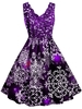Scalloped Collar Snowflake Print Christmas Plus Size Dress