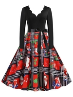 Scalloped Snowman Snowflake Santa Claus Christmas Plus Size Dress