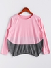 Scoop Neck Color Matching Long Sleeved Women