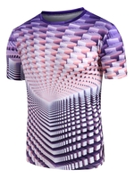 Seamless Geometric Pattern Crew Neck Short Sleeve T Shirt