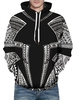 Seamless Tribal Pattern Front Pocket Drawstring Hoodie