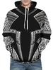 Seamless Tribal Pattern Front Pocket Drawstring Hoodie