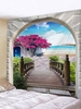 Seaside Flower Tree Arch Print Tapestry Wall Hanging Art Decoration