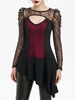 See Thru Cut Out Asymmetrical Gothic Halloween T Shirt