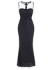Sequins Tulle Overlay Bowknot Cutout Mermaid Evening Dress