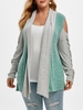 Shawl Collar Cold Shoulder Heathered Colorblock Plus Size Cardigan
