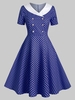 Shawl Collar Polka Dot Double Breasted 1950s Dress