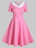 Shawl Collar Polka Dot Double Breasted 1950s Dress