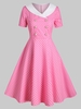 Shawl Collar Polka Dot Double Breasted 1950s Dress