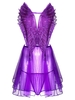 Sheer Mesh Criss Cross Embroidered Lingerie Babydoll