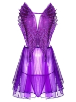 Sheer Mesh Criss Cross Embroidered Lingerie Babydoll
