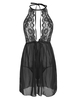Sheer Mesh Scalloped Lace Panel Plus Size Lingerie Babydoll