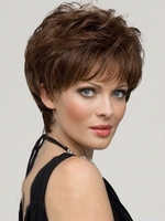 Short Slightly Curl See-through Bang Capless Synthetic Wig