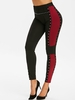 Side Contrast Patch Grommet Studded Pull On Leggings