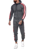 Side Striped Hoodie and Sports Pants Two Piece Set