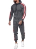 Side Striped Hoodie and Sports Pants Two Piece Set