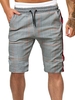 Side Striped Houndstooth Print Drawstring Casual Shorts