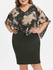 Side Zipper Floral Overlay Plus Size Bodycon Dress