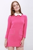 Simple Design Peter Pan Collar Pockets Embellished Long Sleeve Cotton Blend Women