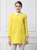 Simple Design Peter Pan Collar Pockets Embellished Long Sleeve Cotton Blend Women