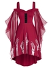 Skeleton Print Butterfly Sleeve Lace-up High Low Dress