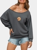 Skew Collar French Terry Sunflower Graphic Sweatshirt