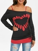 Skew Collar Laser Cut Cinched Long Sleeve Top with Camisole
