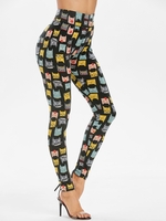 Skinny Cartoon Animals Print High Waisted Leggings