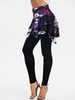 Skull Butterfly Print Layered Skirted Pull On Leggings