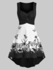 Skull Butterfly Print O-ring Ruched Sleeveless High Low Dress