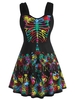 Skull Floral Butterfly Skeleton Halloween Plus Size Tank Top