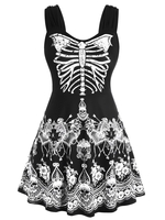 Skull Floral Butterfly Skeleton Halloween Plus Size Tank Top