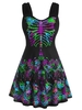 Skull Floral Butterfly Skeleton Halloween Plus Size Tank Top