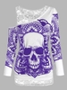 Skull Graphic Cold Shoulder Two Piece T Shirt Sets