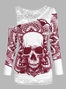 Skull Graphic Cold Shoulder Two Piece T Shirt Sets
