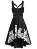 Skull Print Harness Insert Sleeveless Gothic Dress