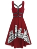 Skull Print Harness Insert Sleeveless Gothic Dress