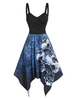Skull Spider Web Print Tie Back Asymmetric Cami Dress