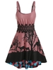 Sleeveless Animals Print Lace Panel Gothic Sweater Dress