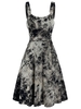 Sleeveless Buckle Strap Lace-up Tie Dye Print Dress
