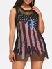 Sleeveless Fishnet T-shirt and American Flag Slip Top