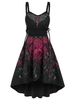 Sleeveless Flower Print Lace-up High Low Gothic Dress