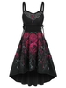 Sleeveless Flower Print Lace-up High Low Gothic Dress