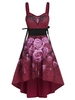 Sleeveless Flower Print Lace-up High Low Gothic Dress