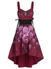 Sleeveless Flower Print Lace-up High Low Gothic Dress